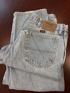 Wrangler Light Blue Denim Jeans 35x30with Back Pocket & Patch